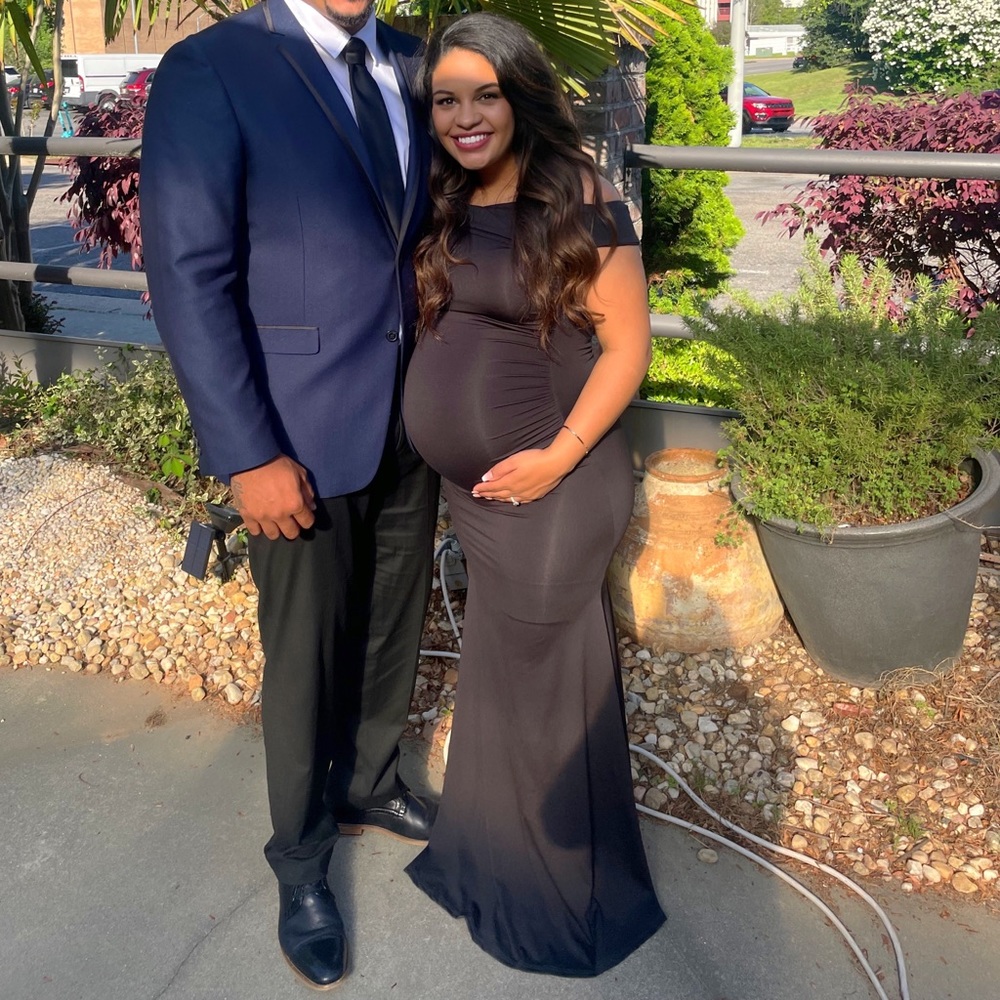 Maternity black off the shoulder dress